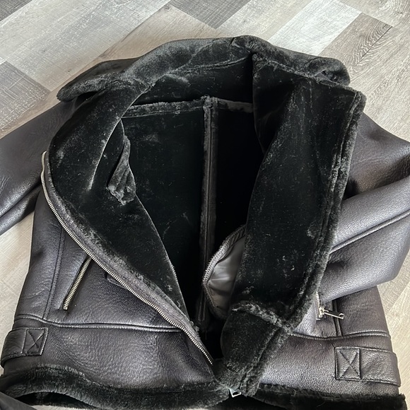 NWOT AFTF BASIC OUTERWEAR Women's Black Motorcycle Faux Fur Suede Jacket Size XL - Picture 7 of 11